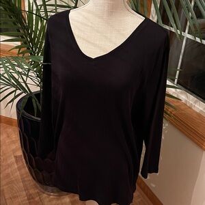 Chico's Black V-Neck 3/4 Sleeve Top
